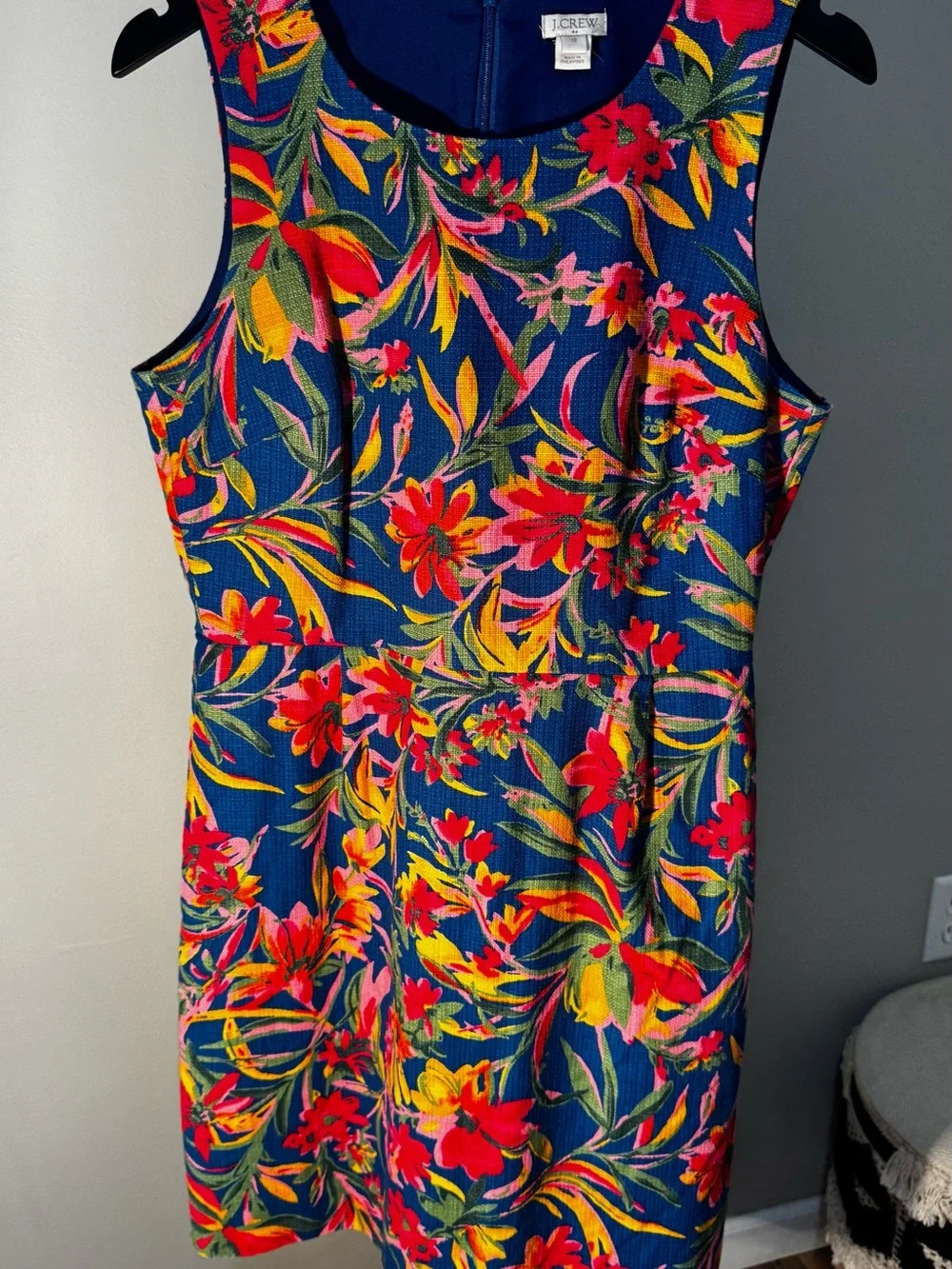 J.Crew Floral Sheath Dress Women’s Size 10 Blue Pink Tropical